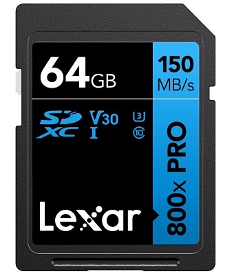 Карта памяти Lexar Professional 800x SDXC 64GB UHS-I U3 V30 W150MB/s (LSD0800P064G-BNNNG)