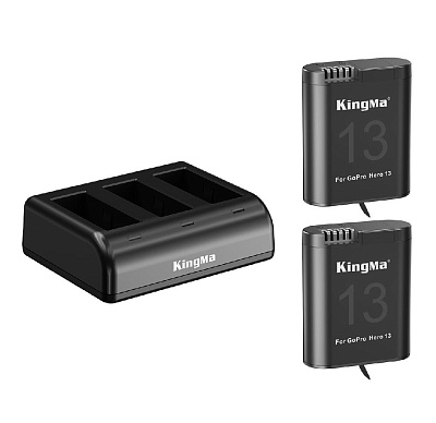 Зарядное устройство KingMa BM067GP13-2BM + 2 аккумулятора GoPro Hero13