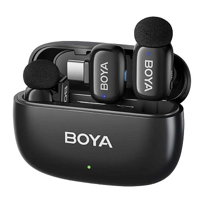 Микрофон Boya MINI 2 (2TX+1RX+Charging Case) беспроводной всенаправленный Type-C черный