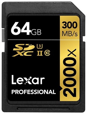 Карта памяти Lexar Professional SDXC 64GB UHS-II U3 V90 R300/W260MB/s (LCD64GCB2000R)