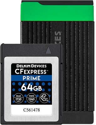Комплект Delkin Prime CFexpress Type B 64GB R1730/W1540MB/s (DCFX0-064-R) + картридер USB 3.2