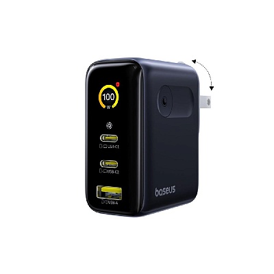 Сетевое зарядное устройство Baseus PicoGo AE21 USB-A 2xUSB-C 100W + кабель Type-C черный