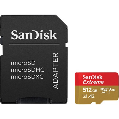 Карта памяти SanDisk Extreme microSDXC 512GB UHS-I A2 V30 U3 R190/W130MB/s (SDSQXAV-512G-GN6MN)