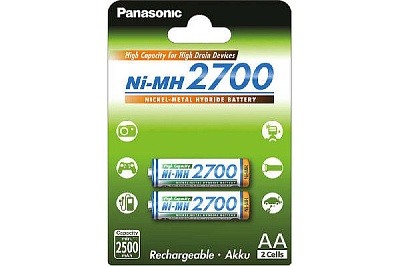 Аккумулятор  Panasonic (BK-3HGAE/2BE), АА, 2700, 2шт блистер