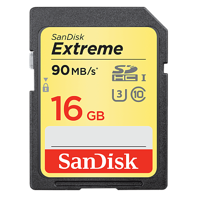 Карта памяти комиссионная SanDisk SDHC Card 16GB Extreme 90Mb/s Class 10 UHS-I U3 (б/у)