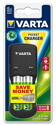 Зарядное устройство Varta Pocket Charger + 4AA 2600mAh R2U