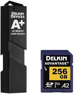 Комплект Delkin Devices Advantage+ SDXC 256GB UHS-I A2 V30 R170/W80MB/s Reader USB 3.1 (DSDWA2256-R)