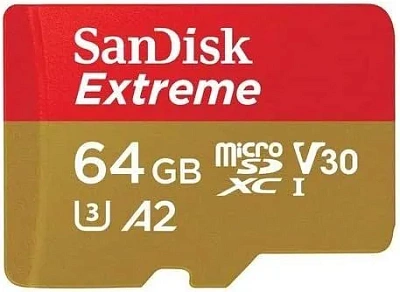 Карта памяти SanDisk Extreme microSDXC 64GB UHS-I A2 U3 R160/W60MB/s (SDSQXA2-064G-GN6MN)