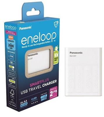 Зарядное устройство Panasonic Eneloop SmartPlus USB Travel Charger BQ-CC87 + 4шт AA 2000 mAh
